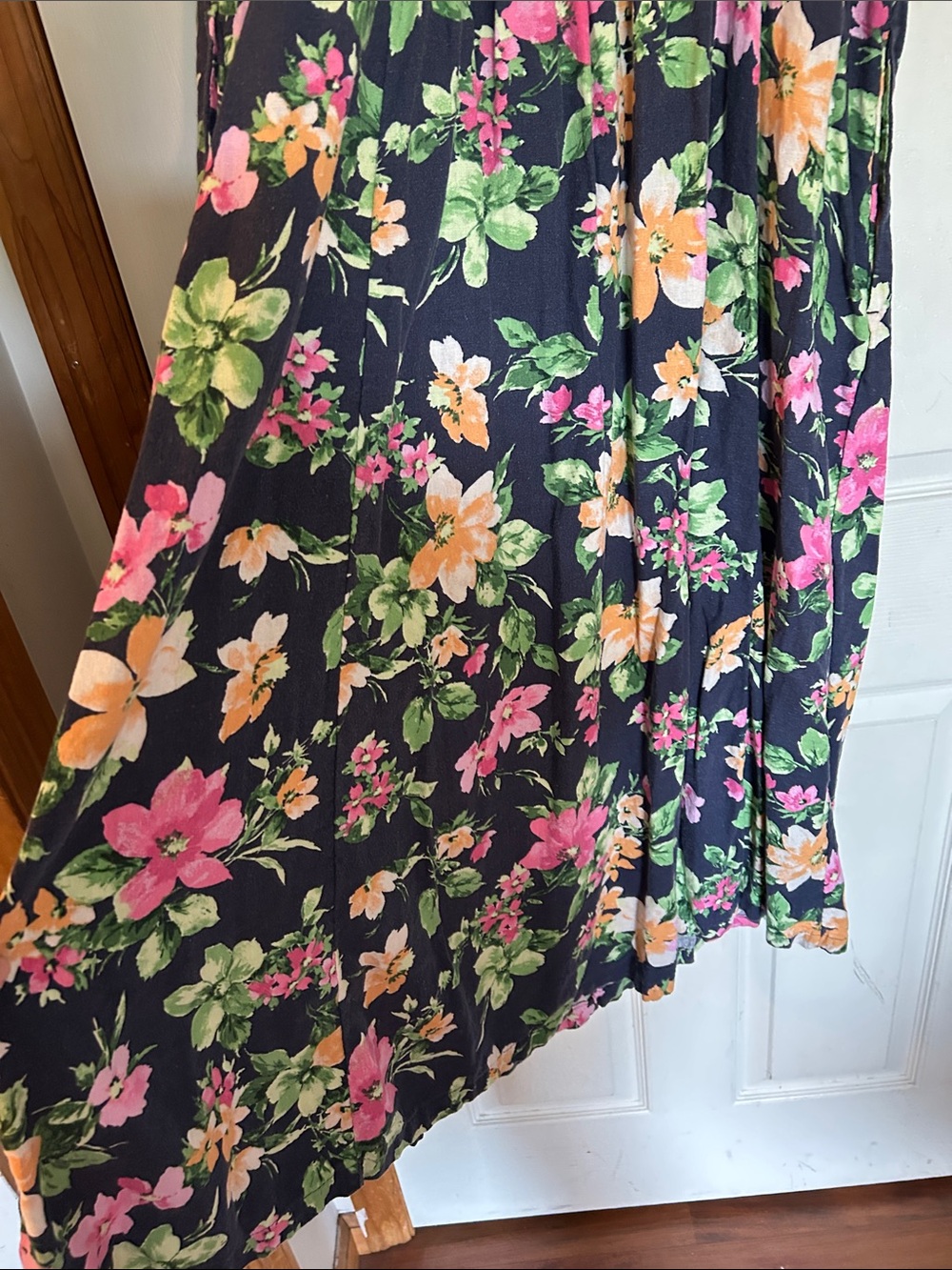 Old Navy Navy Floral Midi Dress with Pink & Yellow Flowers - Picture 7 of 7